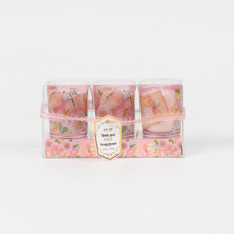 Majčin dan klasične male okrugle staklene čaše mirisne svijeće Set od 3 KOM-proizvođač eko sojinih svijeća