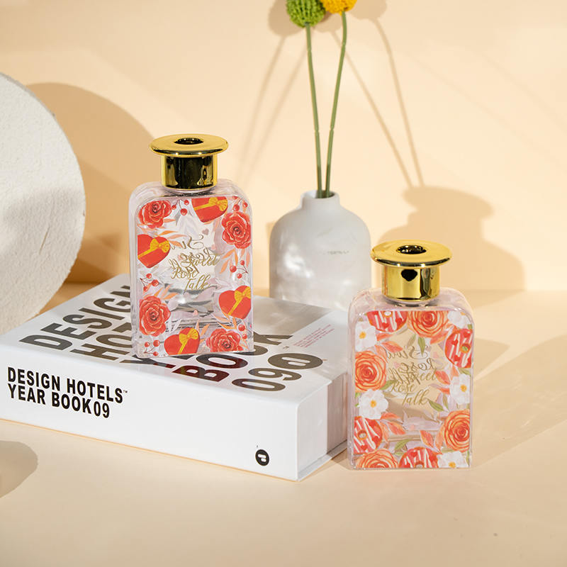 Visoka četvrtasta staklena boca za Valentinovo, difuzor od trske - vrhunska kolekcija ulja za Valentinovo